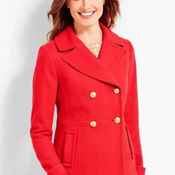 Talbots red military sailor double breasted jacket coat size 12P petite new!!! - Picture 1 of 9